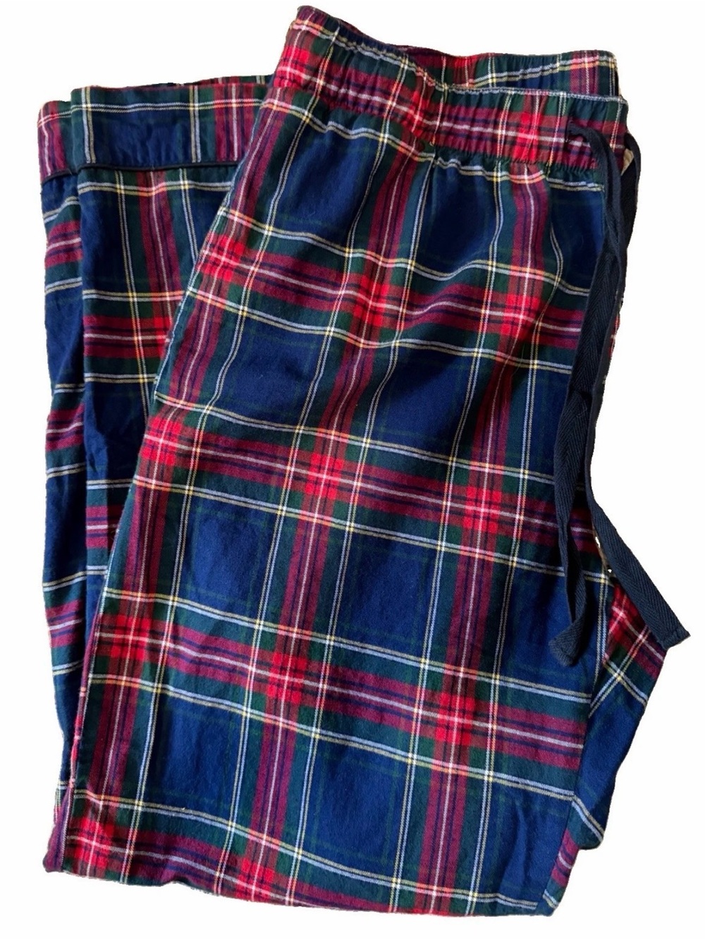 Petite Plume Women's Large Plaid Flannel Pajama Pants Navy Red Green Tartan